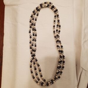 Vintage 36" baroque freshwater pearl (5mm) rope with white, grey, & black pearls